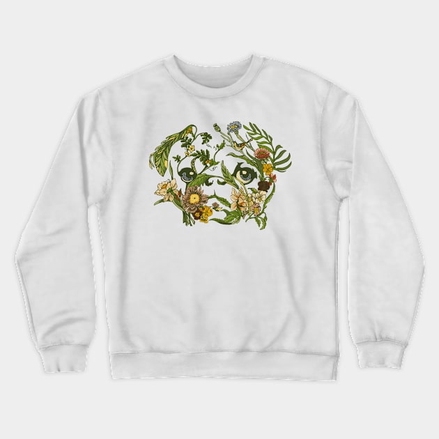 Botanical Pug Crewneck Sweatshirt by huebucket